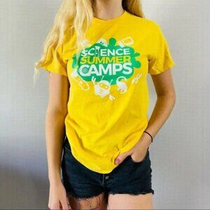 Science Summer  Camps yellow tee size small